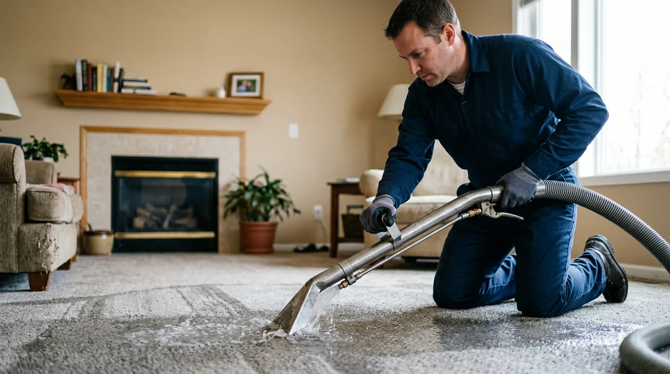 Water damage restoration technician working near Harrisburg, NC